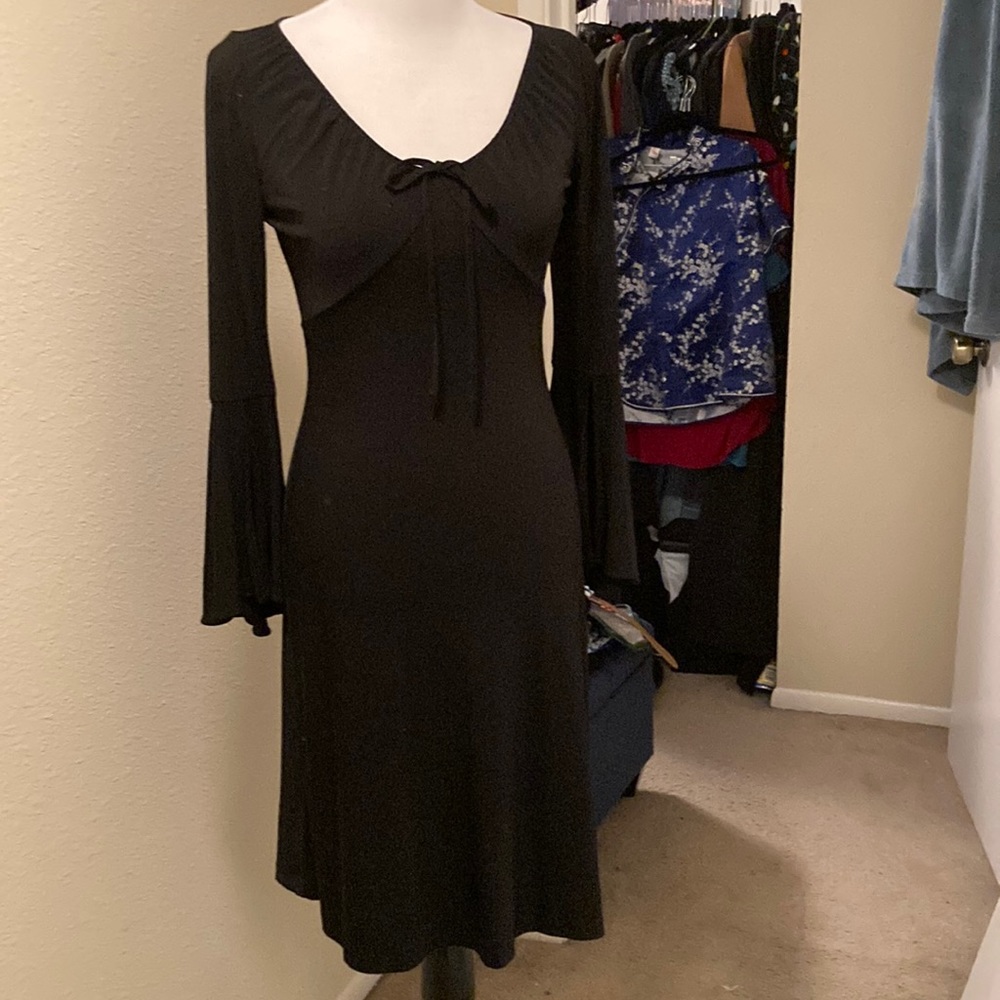 Black Express Midi dress with bell sleeves